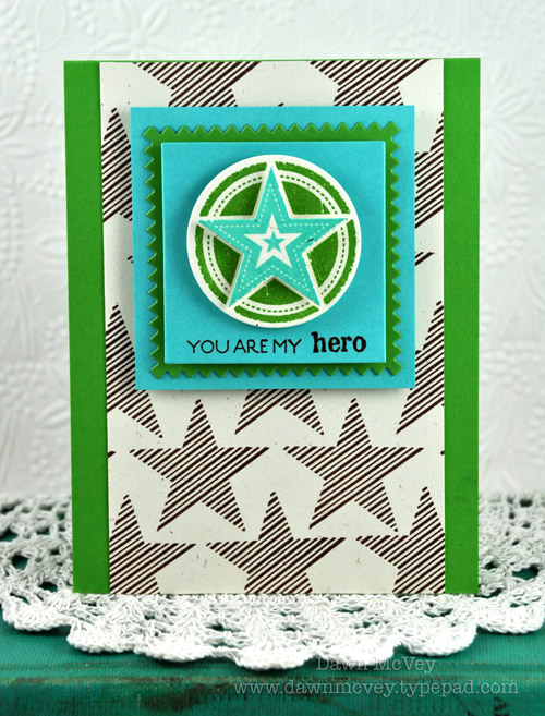 Paper: rustic cream, hawaiian shores, new leaf<br />
Stamps: Military Stars, Military Hero<br...