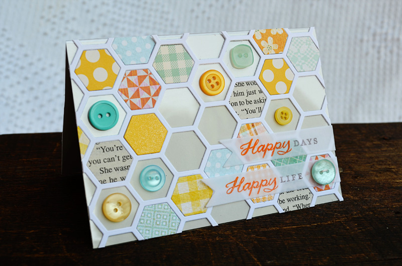 Stamps - Happy Hexagon<br />
CS - White, Soft Stone, Clear<br />
Paper - various patterned...