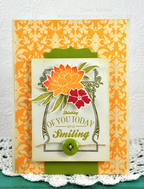 Paper: rustic cream, simply chartreuse, summer sunrise pattern pack<br />
Stamps: We Go...