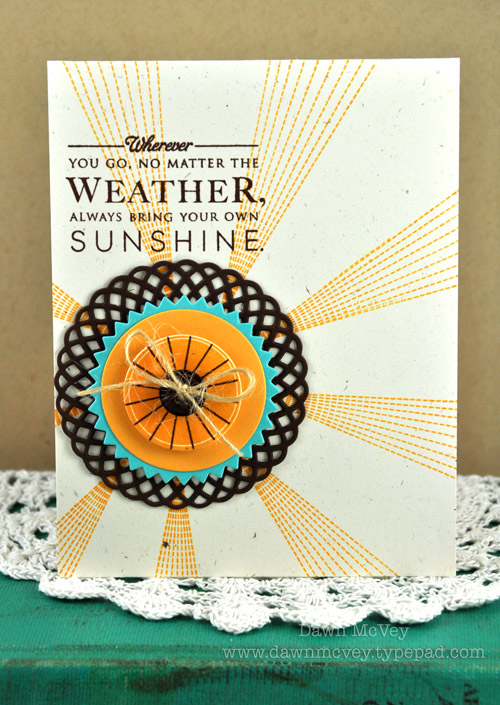 Paper: rustic cream, dark chocolate, hawaiian shores, summer sunrise<br />
Stamps: Hello...