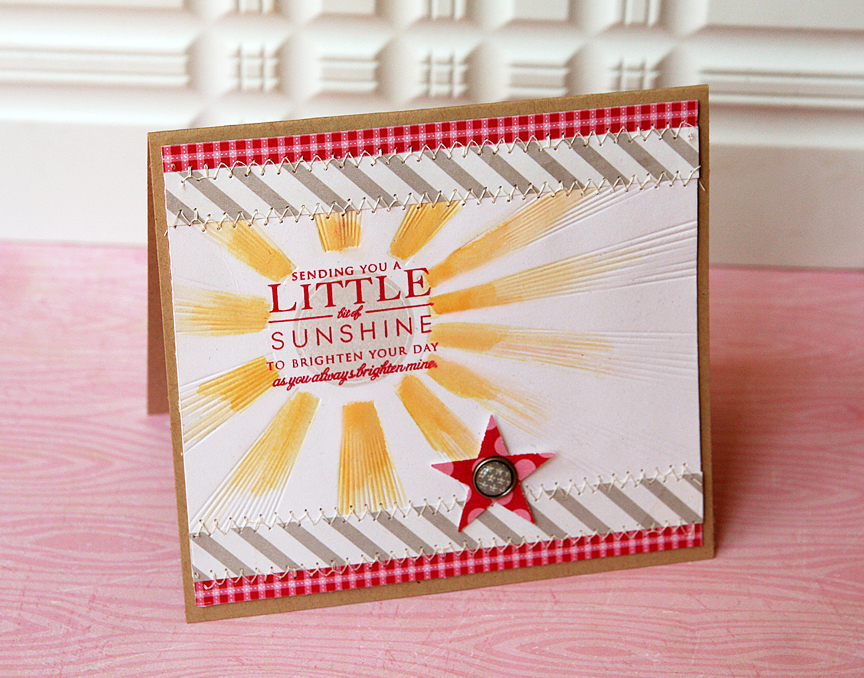 STAMPS: Hello Sunshine<br />
INK: Soft Stone, Pure Poppy, Harvest Gold, Summer Sunrise<br />...