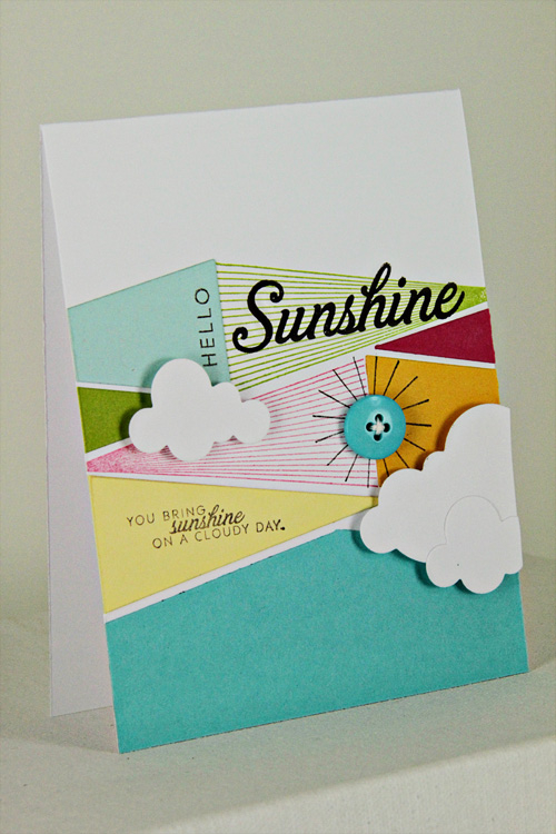 Stamps: Hello Sunshine<br />
Cardstock: Aqua Mist, Raspberry Fizz, Simply Chartreuse, Summer...