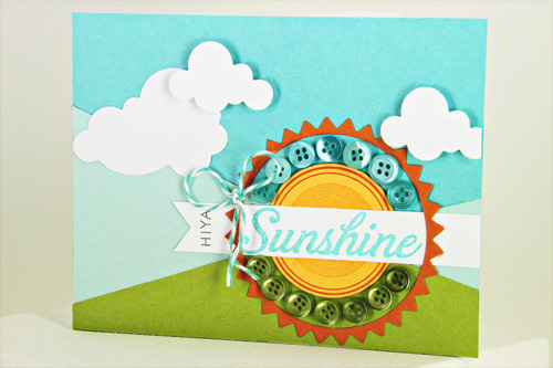 Stamps: Hello Sunshine, Take Note<br />
Cardstock: Hawaiian Shores, Aqua Mist, Simply...