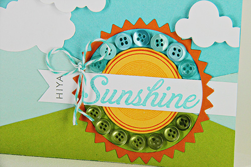 Stamps: Hello Sunshine, Take Note<br />
Cardstock: Hawaiian Shores, Aqua Mist, Simply...