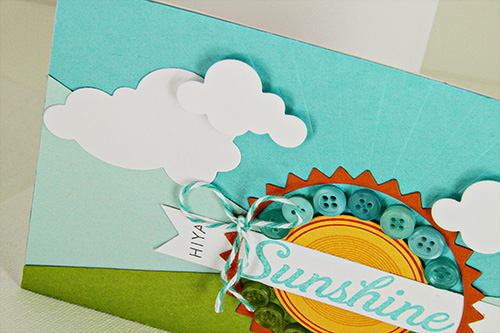 Stamps: Hello Sunshine, Take Note<br />
Cardstock: Hawaiian Shores, Aqua Mist, Simply...