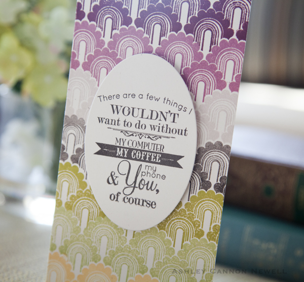 Supplies<br />
<br />
Stamps: Background Basics: Rainbows, We Go Together<br />
Ink: Autumn...