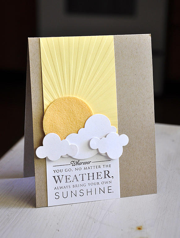 Stamps:  Hello Sunshine<br />
Ink:  Smokey Shadow<br />
Cardstock:  Kraft, Lemon Tart &amp;...