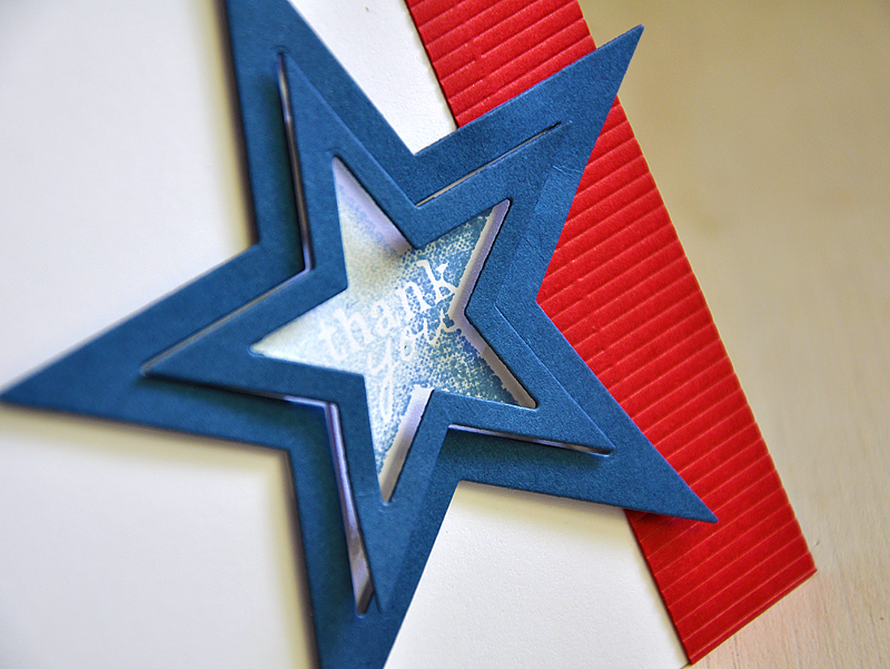 Stamps:  Military Stars<br />
Ink:  Spring Rain &amp; Enchanted Evening<br />
Cardstock:...