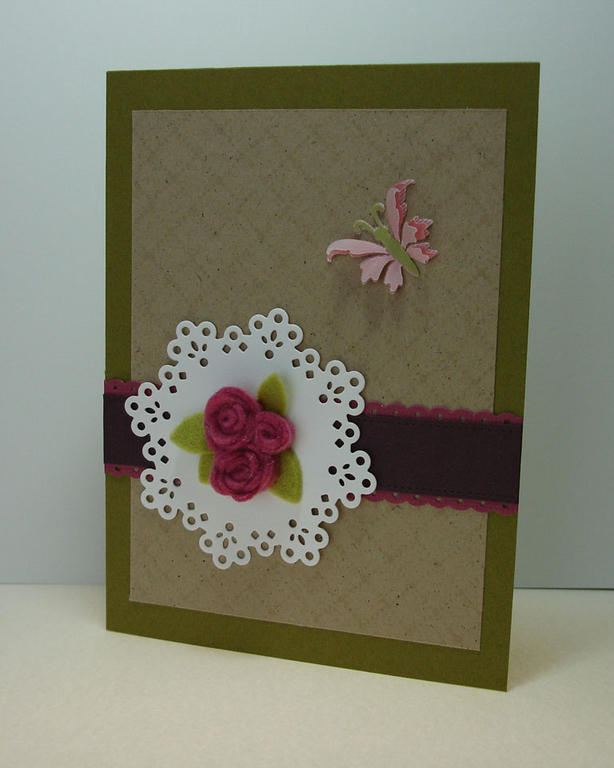 Card base - Avocado Green<br />
Kraft layer, stamped with Tin Types in VersaMark<br />...