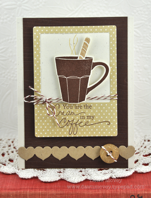 Paper: rustic cream, kraft, dark chocolate, fine linen<br />
Stamps: signature greetings II,...