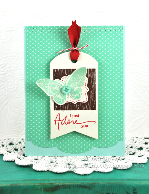 Paper: rustic cream, aqua mist, aqua mist pattern pack<br />
Stamps: Signature Greetings II,...