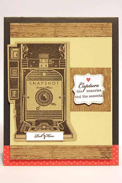 finished size: 4 1/4&quot; x 5 1/2&quot;<br />
<br />
stamps: Shutterbug Special, Framed Out...
