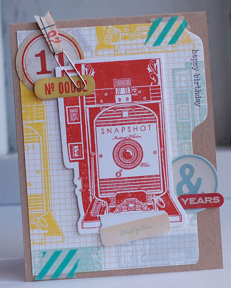 stamps: shutterbug special, background basics: geometrics<br />
ink: terracotta tile, aqua...