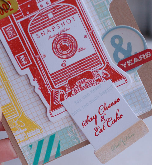 stamps: shutterbug special, background basics: geometrics<br />
ink: terracotta tile, aqua...