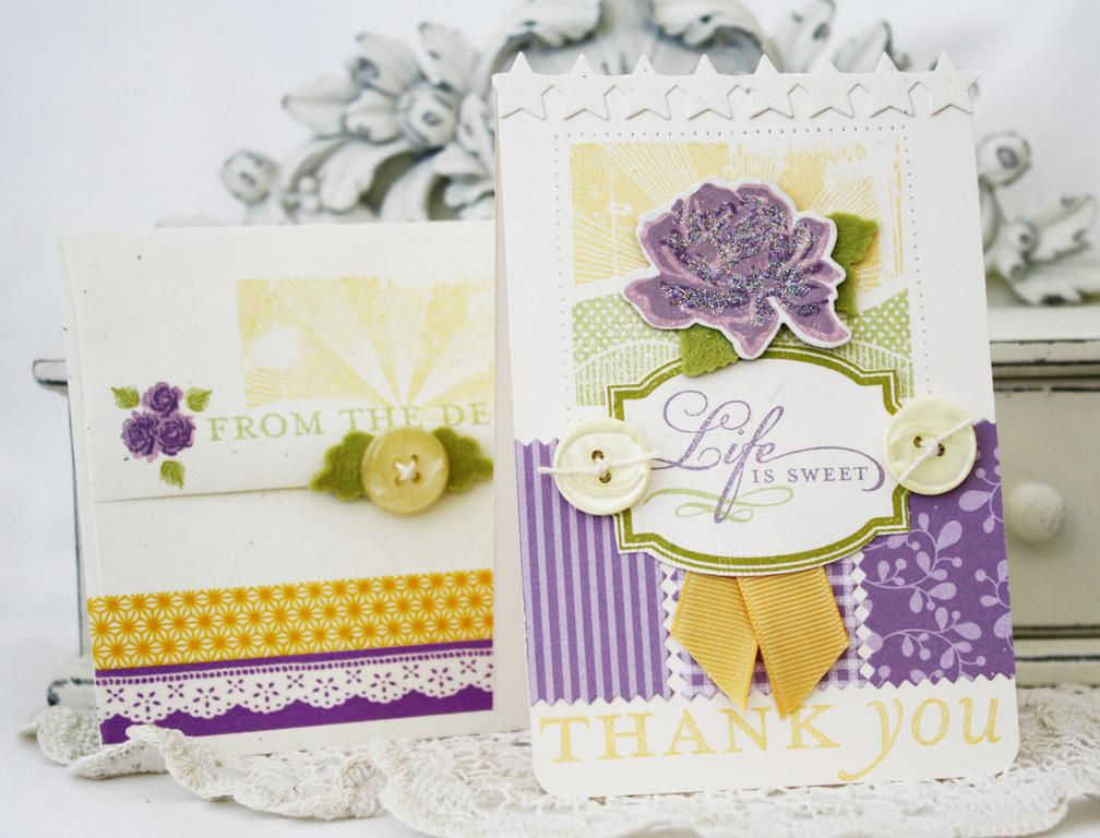 Life is Sweet card and envelope<br />
<br />
Stamps:<br />
<br />
 The Sweet Life, Think Big...