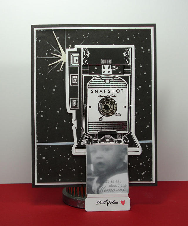 Shutterbug Special (front opened)<br />
This is a black and white themed birthday card for a...