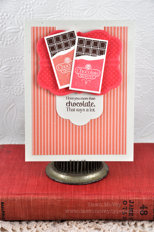 Paper: rustic cream, berry sorbet, melon berry pattern pack<br />
Stamps: Foodie Fun, Mat Stack...
