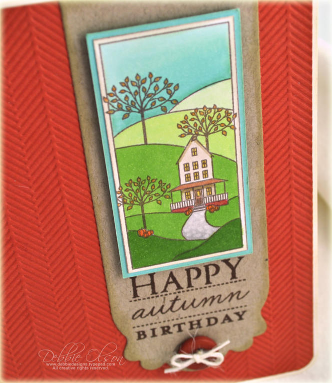 Stamps: Autumn Hills<br />
Cardstock: Terracotta Tile, Kraft, Rustic White, Aqua Mist<br />...