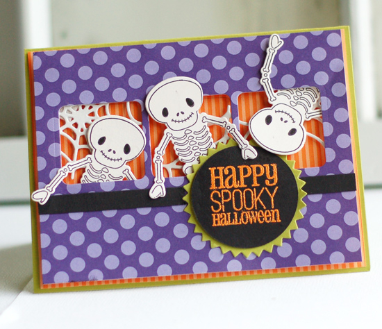 Stamps:  Mr. Bones<br />
Ink:  True Black, Verasmark<br />
Cardstock:  Simply Chartreuse, True...
