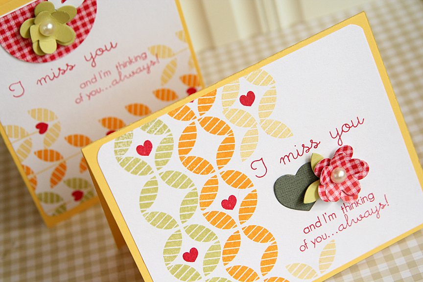 STAMPS: Heart-2-Heart #7<br />
<br />
INK: Spring Moss, Pure Poppy, Summer Sunrise, Harvest...