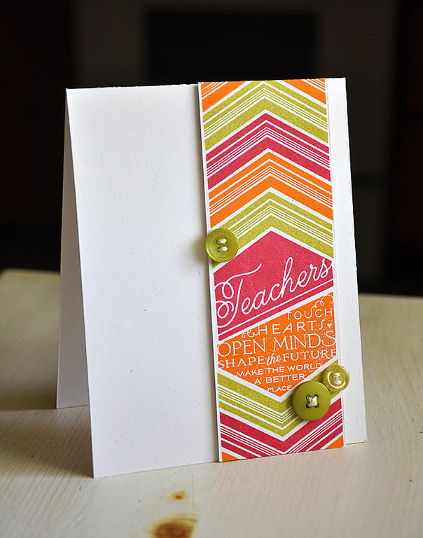 Stamps: Teach &amp; Inspire<br />
Ink: Orange Zest, Pure Poppy, Simply Chartruse, Hero Arts Cup...