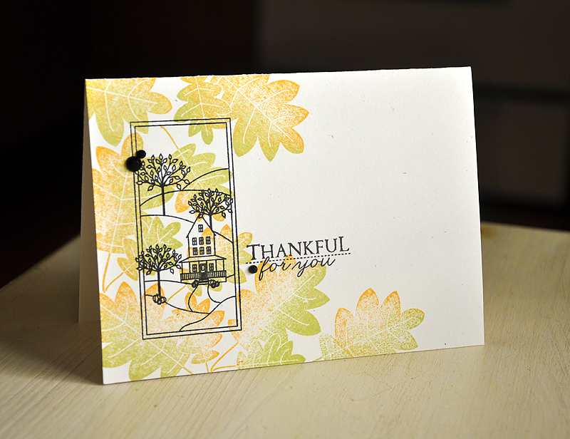 Stamps: Autumn Hills &amp; Autumn Acorns<br />
Ink: Spring Moss, Summer Sunrise &amp; True...