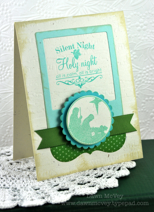 Paper: rustic cream, aqua mist, hawaiian shores, new leaf pattern pack<br />
Stamps: Happiest...