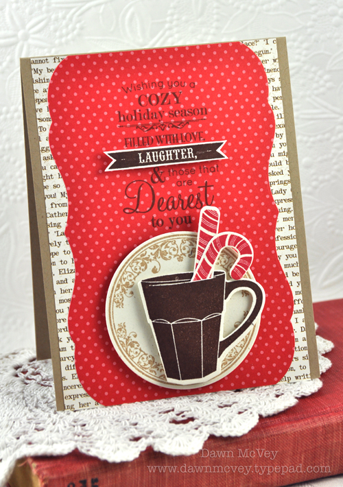 Paper: rustic cream, kraft, pure poppy pattern pack, dearest jane<br />
Stamps: Happiest of...