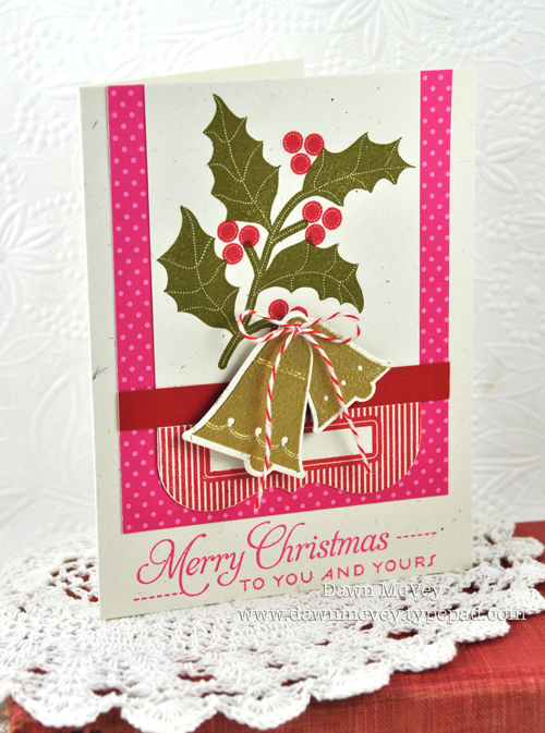 Paper: rustic cream, pure poppy, raspberry fizz pattern pack<br />
Stamps: Think Big Favorites...