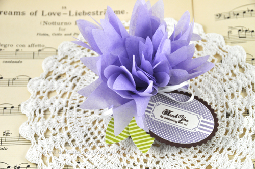 Paper: rustic cream, dark chocolate, simply chartreuse pattern pack, lavender tissue paper<br />...