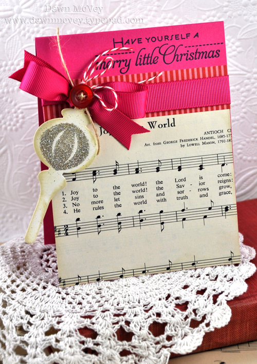 Paper: rustic cream, raspberry fizz, pure poppy pattern pack, vintage sheet music<br />
Stamps:...