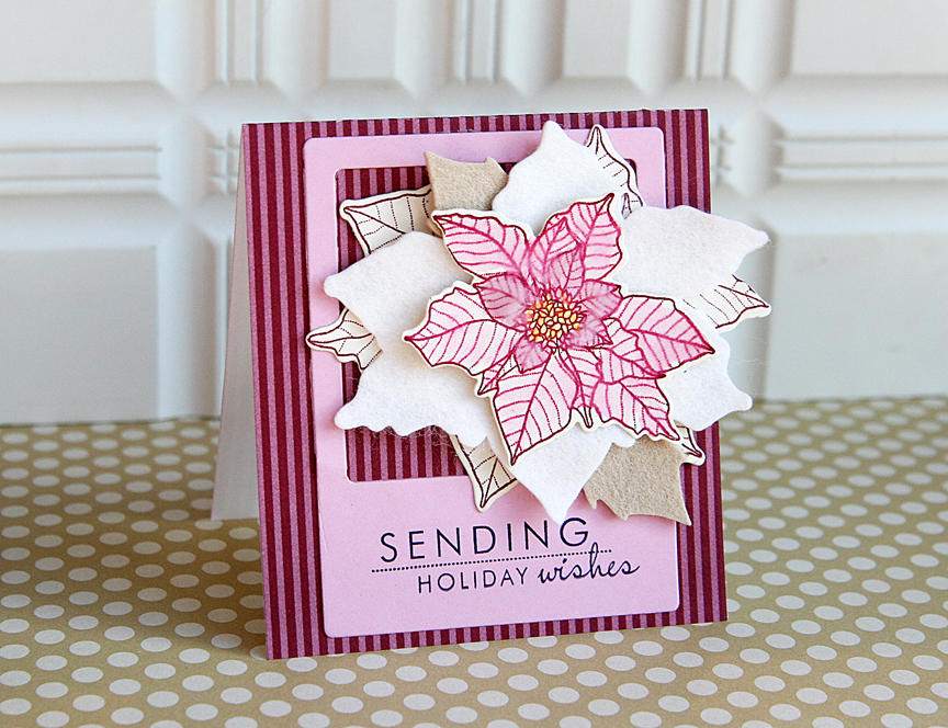 STAMPS: Year of Flowers: Poinsettia<br />
INK: True Black, Scarlet Jewel<br />
PAPER: Lavender...