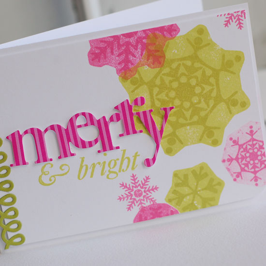 Stamps:  Snowflake Medley, Wonderful Words: Holiday<br />
Ink:  Limeade Ice, Simply Chartreuse,...