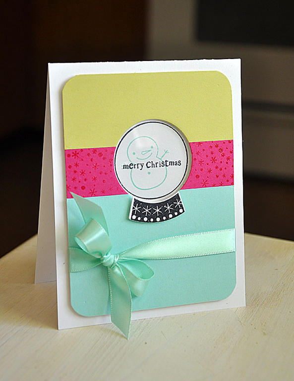 Stamps: Winter Snow Globe<br />
Ink: Versamark, Jenny Bowlin &amp; Aqua Mist<br />
Cardstock:...