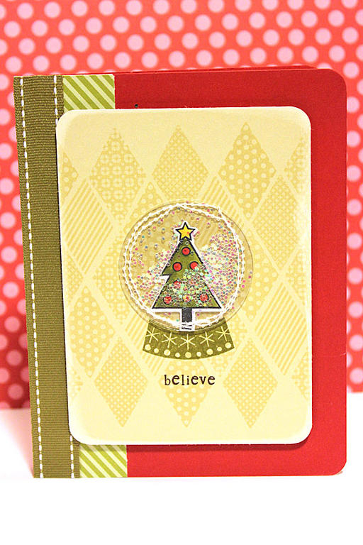 Glittering Snow Globe Card<br />
<br />
stamps: Winter Snow Globe, Happy Harlequin<br />
<br...