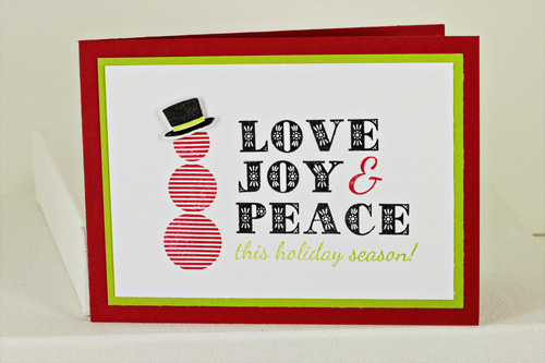 Stamps: Bits and Buttons, Made of Snow Mini, Peace, Love, &amp; Joy<br />
Dies: Made of Snow...