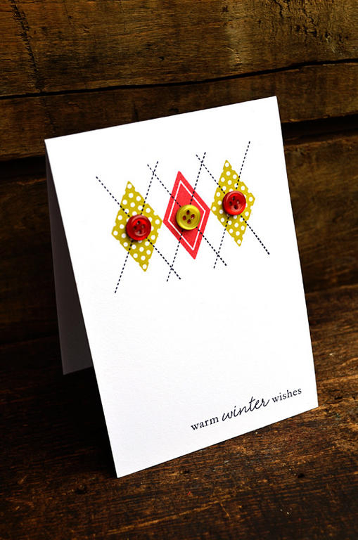{Warm Wishes} card<br />
<br />
Stamps - Happy Harlequin, Sending You, Holiday Button Bits<br...