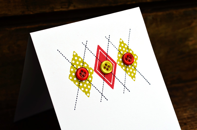 {Warm Wishes} card<br />
<br />
Stamps - Happy Harlequin, Sending You, Holiday Button Bits<br...