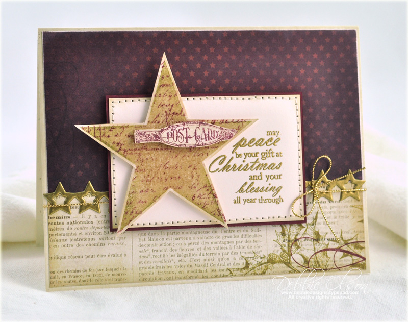 Stamps: Layer Postmarks: Holiday--I love vintage!<br />
Ink: Versamark, Kraft, Fine Linen,...