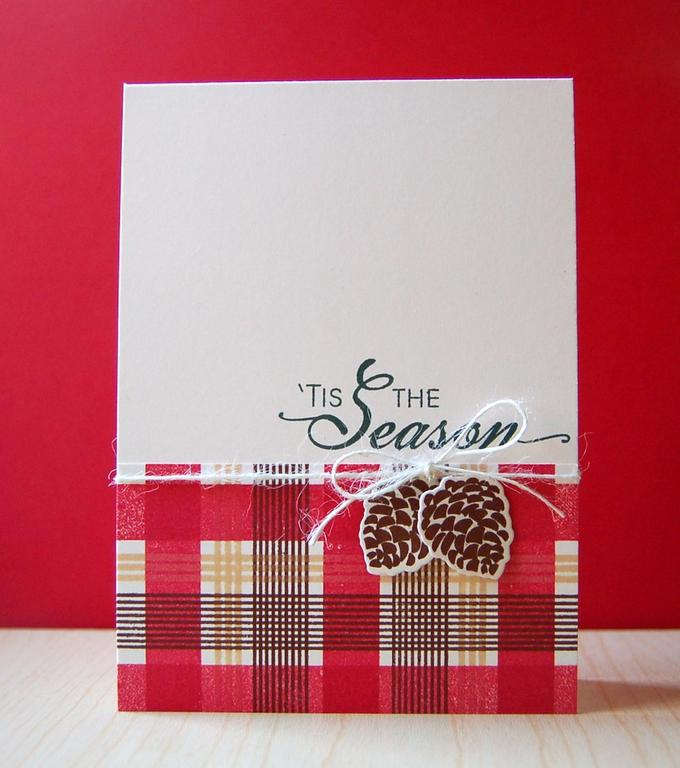 Cardstock: vintage cream<br />
Stamps: Peaceful Pinecones, Background Basics: Super Stripes<br...