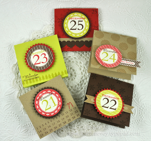 Paper: rustic cream, kraft, dark chocolate, pure poppy, limeade ice<br />
Stamps: Countdown to...
