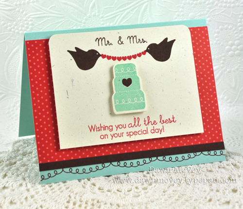 Paper: rustic cream, dark chocolate, aqua mist, pure poppy pattern pack<br />
Stamps:...