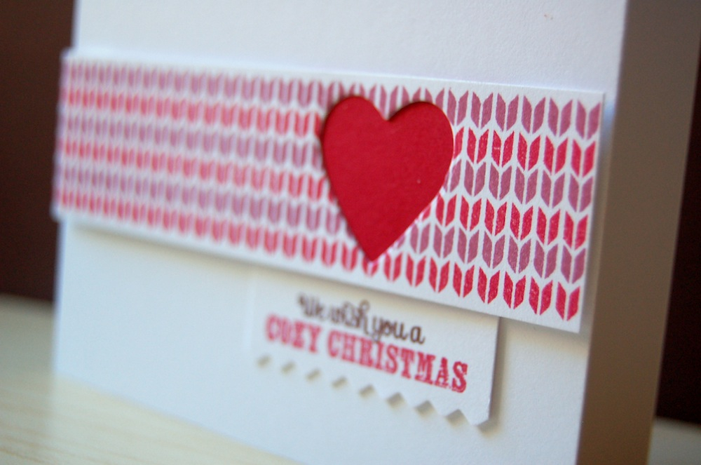 Cardstock: white, pure poppy<br />
Stamps: Background Basics: Striped Sweater, Peaceful...