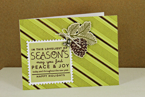 Stamps: Peaceful Pine Cones, Over Under Easy, Super Stripes<br />
Cardstock: Limeade Ice,...