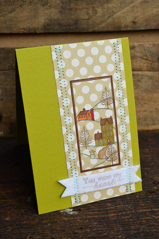 {Warm My Heart} card<br />
<br />
Stamps - Winter Hills<br />
CS - Simply Chartreuse<br />...