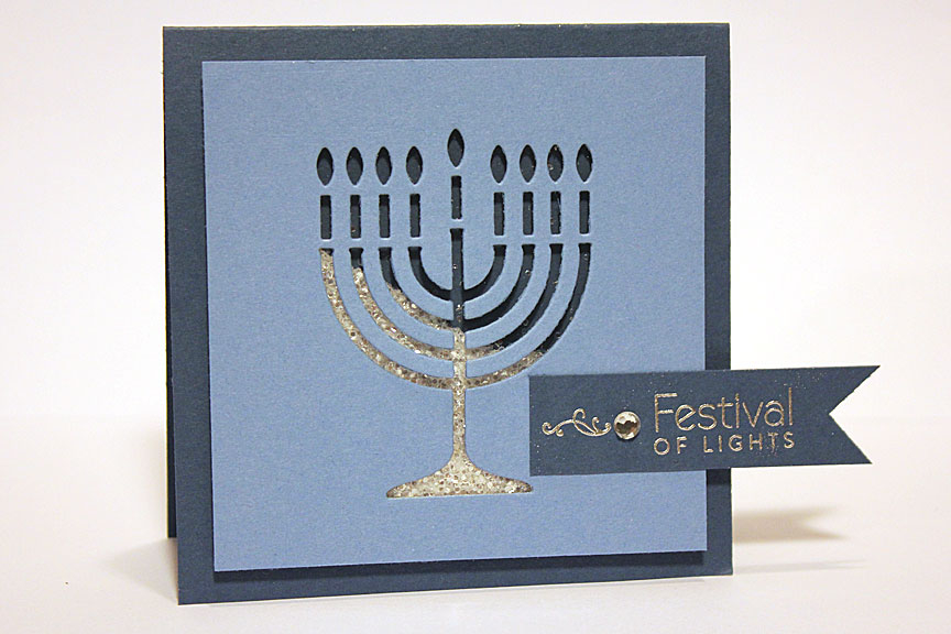 size: 4 1/4&quot; x 4 1/4&quot;<br />
<br />
stamps: Menorah Medley<br />
<br />
ink:...