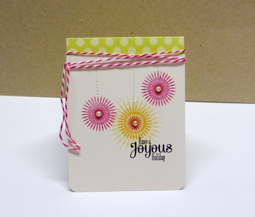 STAMPS: Snowflake Flurries<br />
INK: Raspberry Fizz, Harvest Gold, Summer Sunrise, Orange...