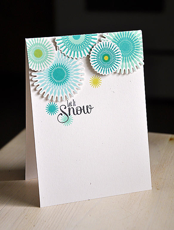 Stamps: Snowflake Flurries<br />
Ink: Limeade Ice, True Black, Hero Arts Pool, Hero Arts Ocean,...