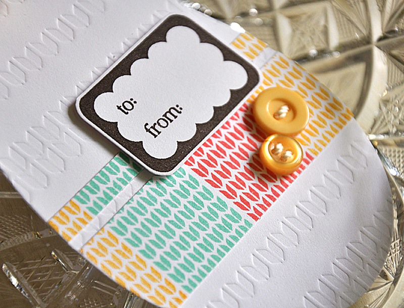 Stamps: Background Basics: Striped Stweater &amp; 2012 Holiday Tags<br />
Ink: Summer Sunrise,...