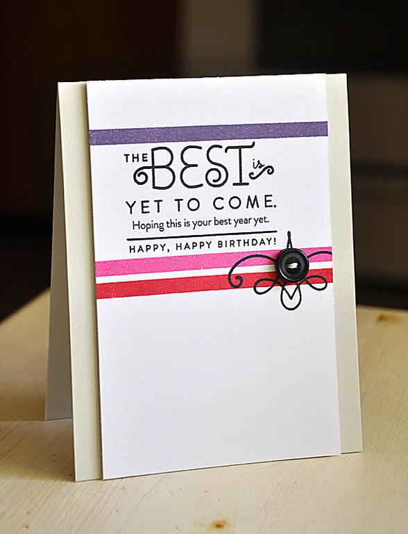 Stamps: Over Under Easy &amp; Background Basics: Super Stripes<br />
Ink: Pure Poppy, Raspberry...